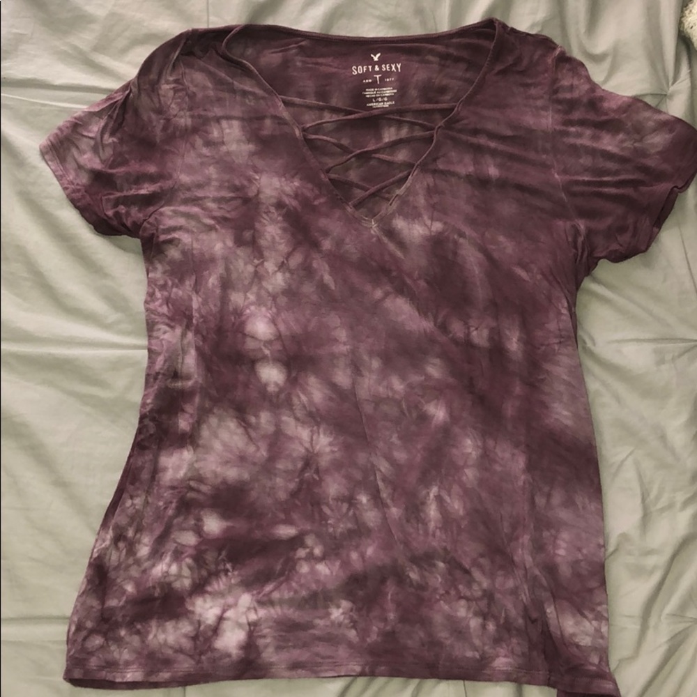 American Eagle Purple Tie-Dye Shirt